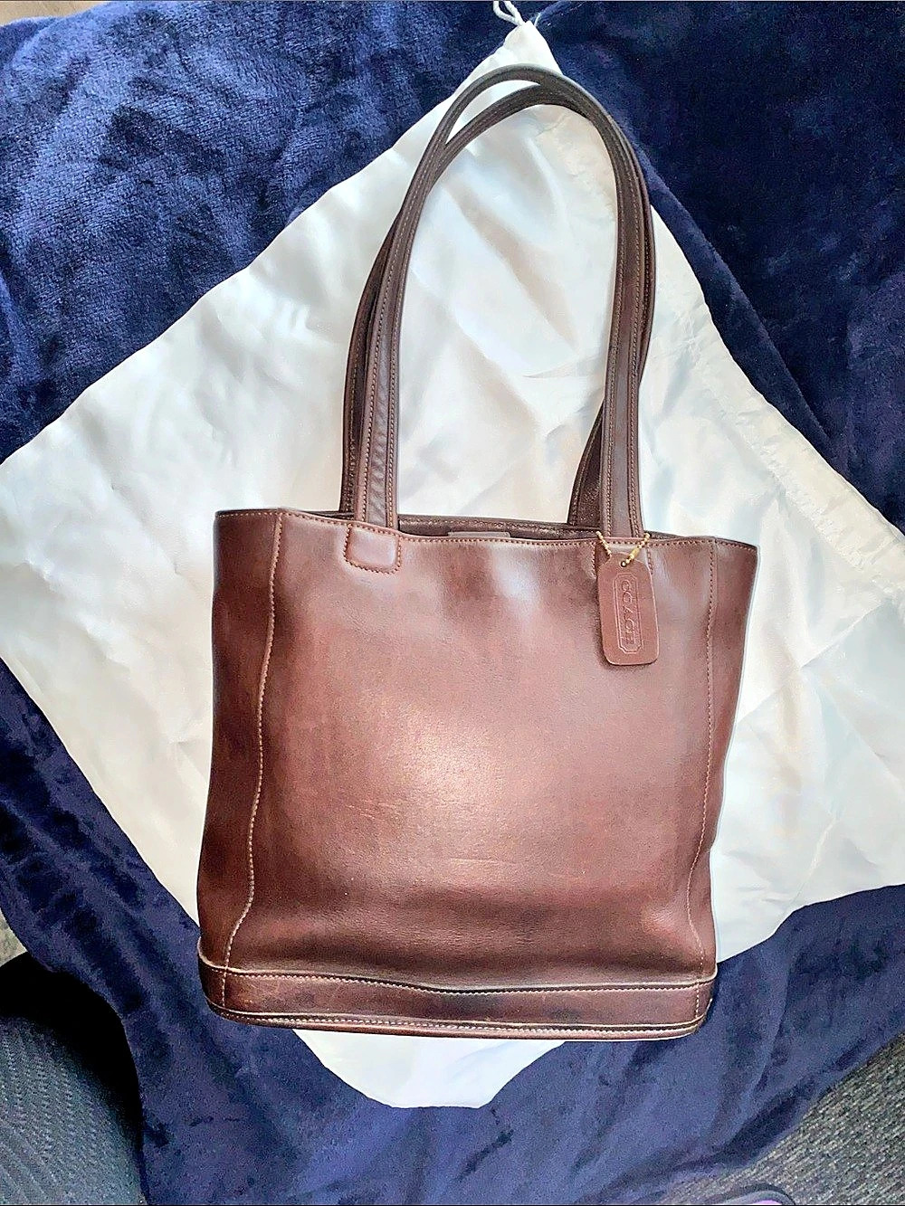 Vintage Coach Leather Bleecker Tote  in Brown